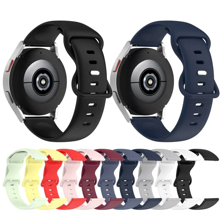 Pulseira de Silicone Cor Sólida com Fivela Borboleta 20mm, Para Samsung Galaxy Watch 4 44mm, Para Samsung Galaxy Watch 4 Classic 46mm, Para Samsung Galaxy Watch 4 Classic 42mm, Para Samsung Galaxy Watch Active 2
