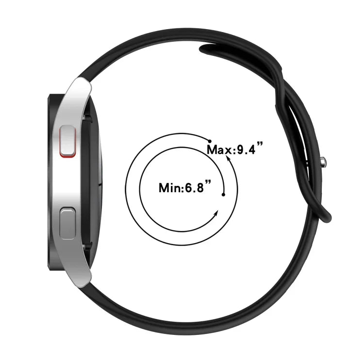 Pulseira de Silicone Cor Sólida com Fivela Borboleta 20mm, Para Samsung Galaxy Watch 4 44mm, Para Samsung Galaxy Watch 4 Classic 46mm, Para Samsung Galaxy Watch 4 Classic 42mm, Para Samsung Galaxy Watch Active 2