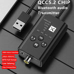 Transmissor de Áudio Bluetooth 5.2 de Baixa Latência T9 Suporta Fibra Óptica, Coaxial, APTX Série Completa, com Cabo USB, Sem Cabo