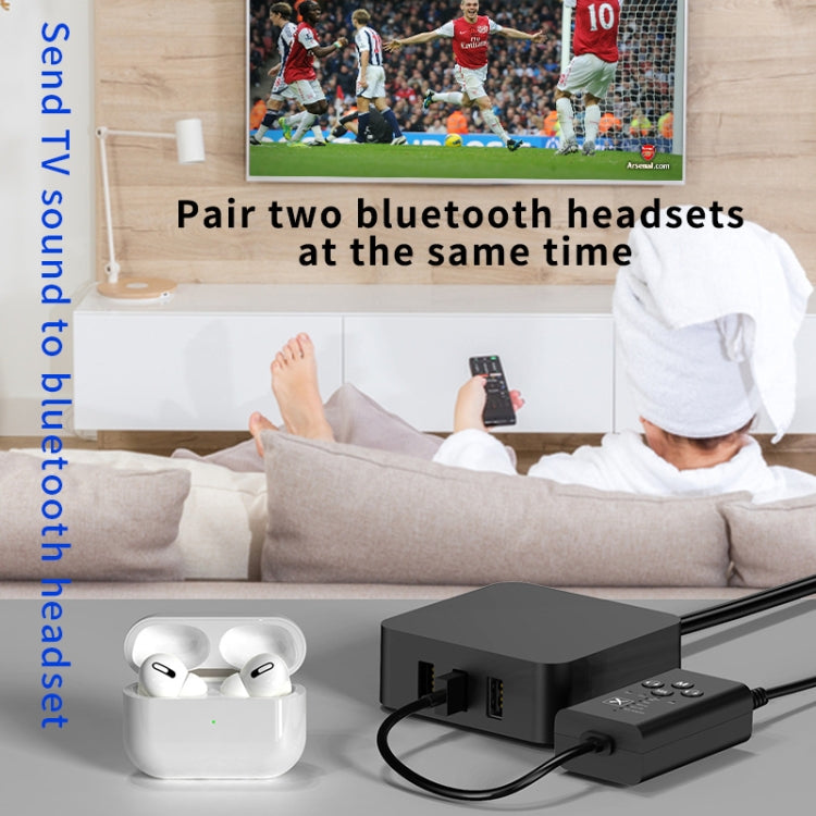 Transmissor de Áudio Bluetooth 5.2 de Baixa Latência T9 Suporta Fibra Óptica, Coaxial, APTX Série Completa, com Cabo USB, Sem Cabo