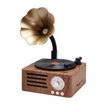 Coluna de Secretária Retro Sem Fios Bluetooth T15 Vinyl Atomic, Cor Madeira