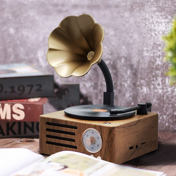Coluna de Secretária Retro Sem Fios Bluetooth T15 Vinyl Atomic, Cor Madeira