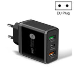 Carregador Rápido Multiporta 45W PD3.0 + 2 x USB QC3.0, Ficha UE, Ficha UE