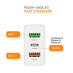 45W PD3.0 + 2 x QC3.0 USB Multi Port Quick Charger, UK Plug, UK Plug