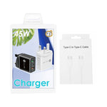 Carregador Multi Porta USB 45W PD3.0 + 2 x QC3.0 com Cabo Type-C para Type-C, Ficha UK, Ficha UK + Cabo Type-C para Type-C