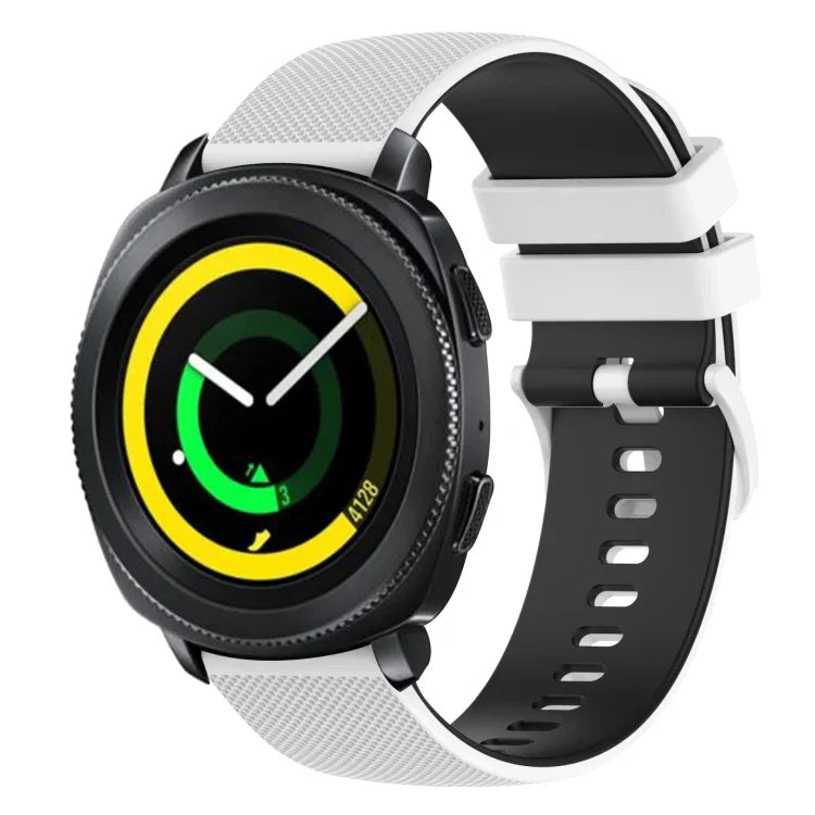 Bracelete de Relógio em Silicone Bicolor Quadriculado 20mm, Para Samsung Gear Sport, Para Samsung Gear S2 Classic