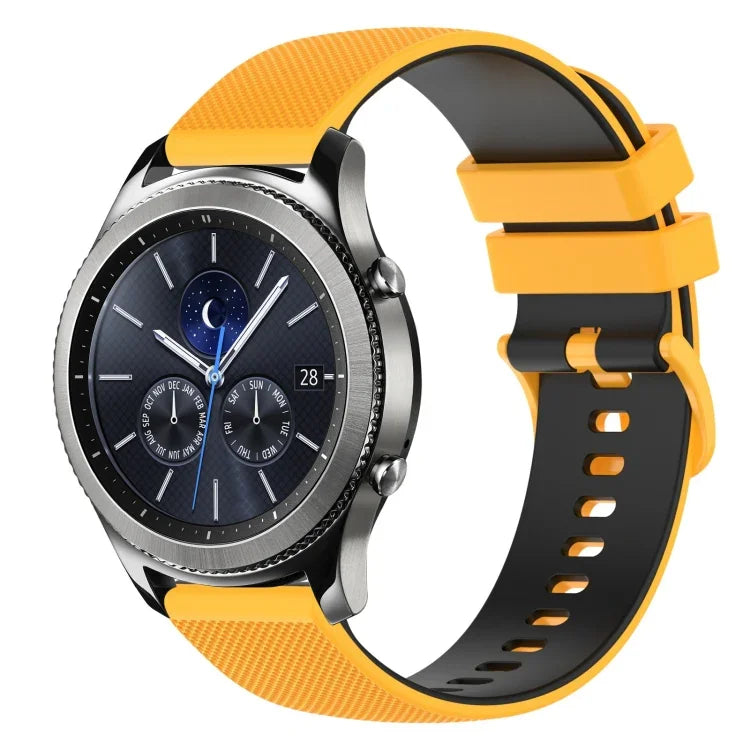 22mm Checkered Two-Color Silicone Watch Band, For Samsung Galaxy Watch3 45mm, For Samsung Galaxy Watch 46mm, For Samsung Gear S3 Classic, For Samsung Gear S3 Frontier