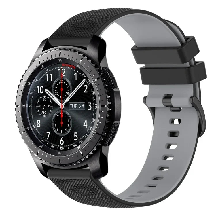 22mm Checkered Two-Color Silicone Watch Band, For Samsung Galaxy Watch3 45mm, For Samsung Galaxy Watch 46mm, For Samsung Gear S3 Classic, For Samsung Gear S3 Frontier