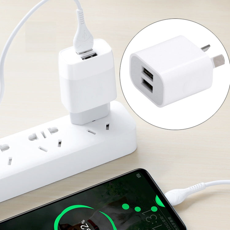 Carregador USB Mini de Dupla Porta com Cabo de Dados USB para 8 Pinos, Ficha AU, Ficha AU + Cabo 8 Pinos