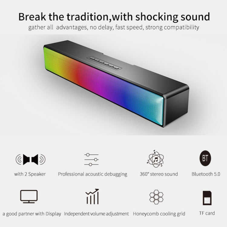 Coluna Bluetooth Soundbar HiFi com Luz RGB AEC BT601 para Home Theater, BT601