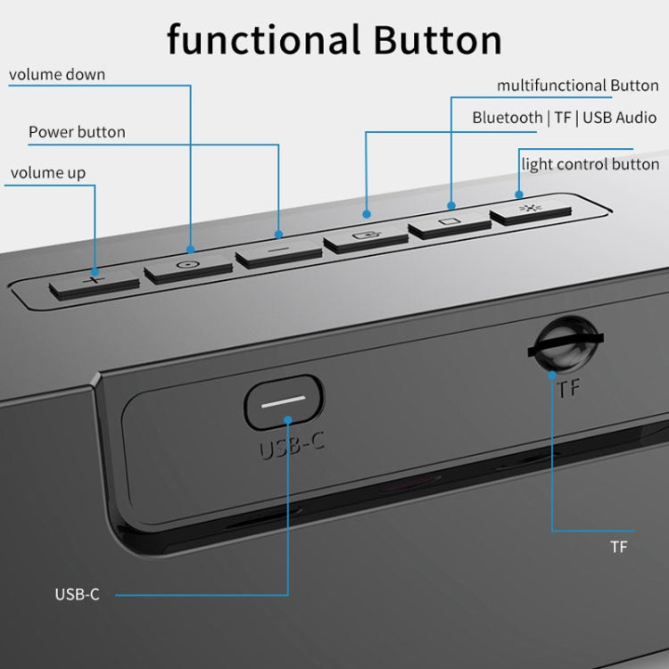 Coluna Bluetooth Soundbar HiFi com Luz RGB AEC BT601 para Home Theater, BT601