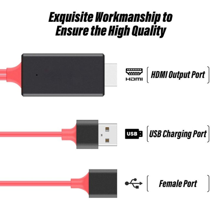 Cabo Adaptador HDMI 1080P USB para HDTV, Dongle USB Macho + USB Fêmea para HDMI Macho Cabo de Espelhamento HDTV 1080P para Telefone/Tablet e Mais Partilha de Streaming