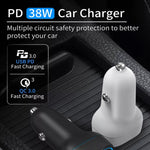 38W PD20W + QC3.0 USB Car Charger with Type-C to Type-C Data Cable, Length: 1m, Type-C to Type-C Cable (White), Type-C to Type-C Cable (Black)