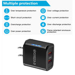 Carregador USB 36W de Dupla Porta QC3.0 com Cabo USB 3A para Type-C, Ficha EUA, Ficha EUA + Cabo USB para Type-C