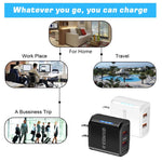 Carregador USB 36W de Dupla Porta QC3.0 com Cabo USB 3A para Type-C, Ficha EUA, Ficha EUA + Cabo USB para Type-C