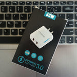 Carregador USB 36W de Dupla Porta QC3.0 com Cabo USB 3A para Type-C, Ficha EUA, Ficha EUA + Cabo USB para Type-C