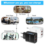 Carregador USB 36W de Dupla Porta QC3.0 com Cabo USB 3A para Type-C, Ficha UE, Ficha UE + Cabo USB para Type-C