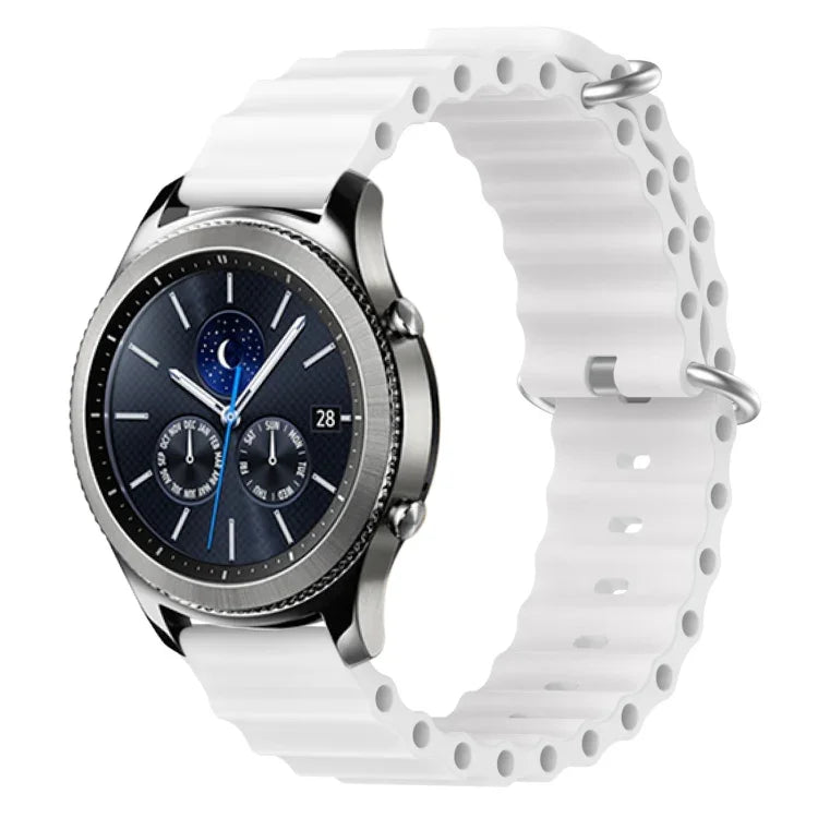 Correia de relógio em silicone de cor sólida estilo oceano 22mm, para Samsung Galaxy Watch3 45mm, para Samsung Galaxy Watch 46mm, para Samsung Gear S3 Classic, para Samsung Gear S3 Frontier
