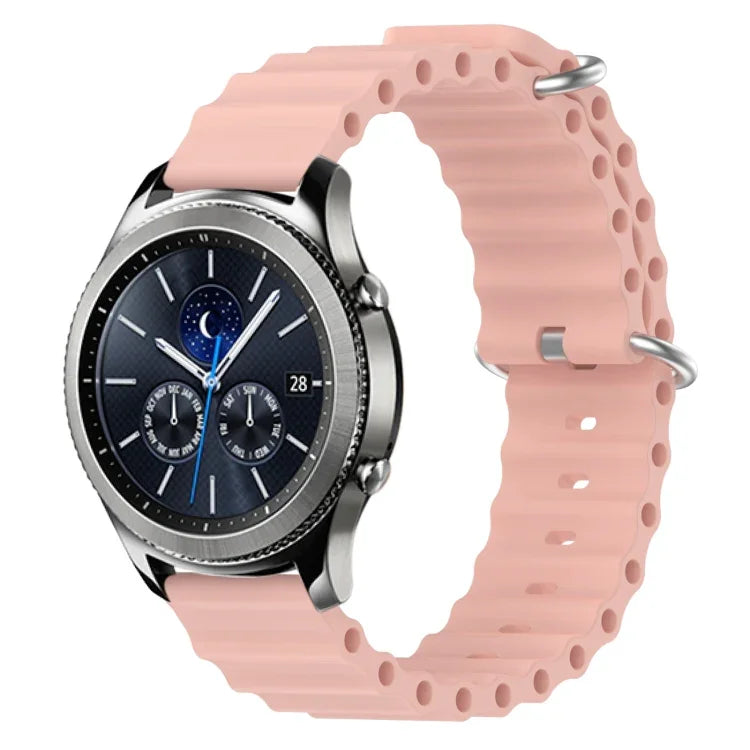 Correia de relógio em silicone de cor sólida estilo oceano 22mm, para Samsung Galaxy Watch3 45mm, para Samsung Galaxy Watch 46mm, para Samsung Gear S3 Classic, para Samsung Gear S3 Frontier