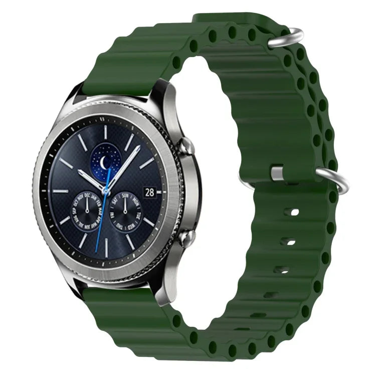 Correia de relógio em silicone de cor sólida estilo oceano 22mm, para Samsung Galaxy Watch3 45mm, para Samsung Galaxy Watch 46mm, para Samsung Gear S3 Classic, para Samsung Gear S3 Frontier