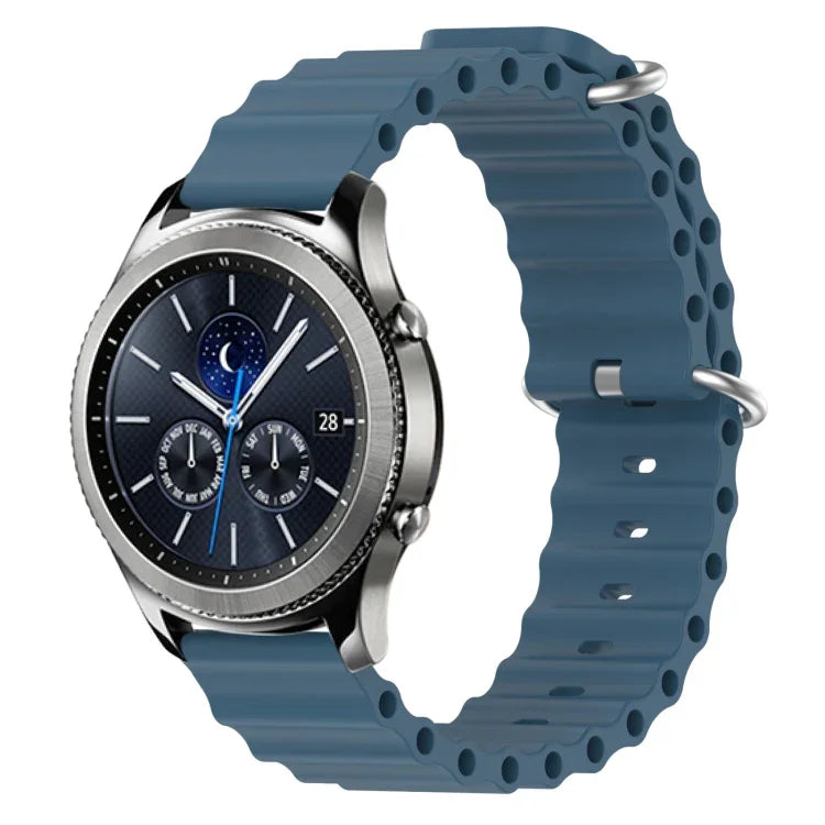 Correia de relógio em silicone de cor sólida estilo oceano 22mm, para Samsung Galaxy Watch3 45mm, para Samsung Galaxy Watch 46mm, para Samsung Gear S3 Classic, para Samsung Gear S3 Frontier