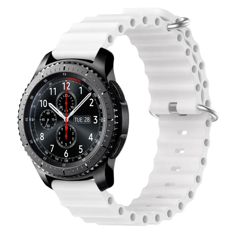 Correia de relógio em silicone de cor sólida estilo oceano 22mm, para Samsung Galaxy Watch3 45mm, para Samsung Galaxy Watch 46mm, para Samsung Gear S3 Classic, para Samsung Gear S3 Frontier