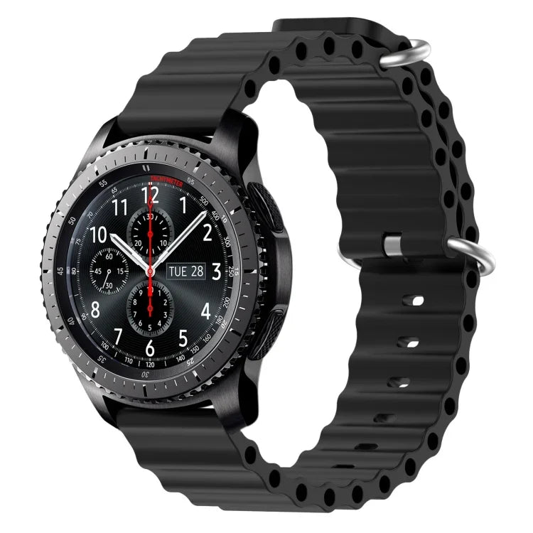 Correia de relógio em silicone de cor sólida estilo oceano 22mm, para Samsung Galaxy Watch3 45mm, para Samsung Galaxy Watch 46mm, para Samsung Gear S3 Classic, para Samsung Gear S3 Frontier