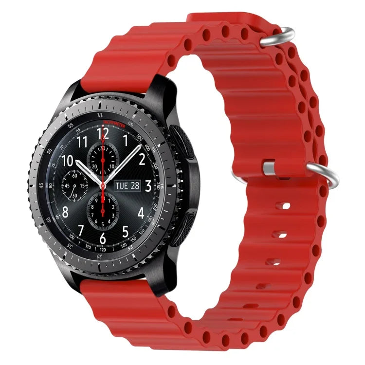 Correia de relógio em silicone de cor sólida estilo oceano 22mm, para Samsung Galaxy Watch3 45mm, para Samsung Galaxy Watch 46mm, para Samsung Gear S3 Classic, para Samsung Gear S3 Frontier