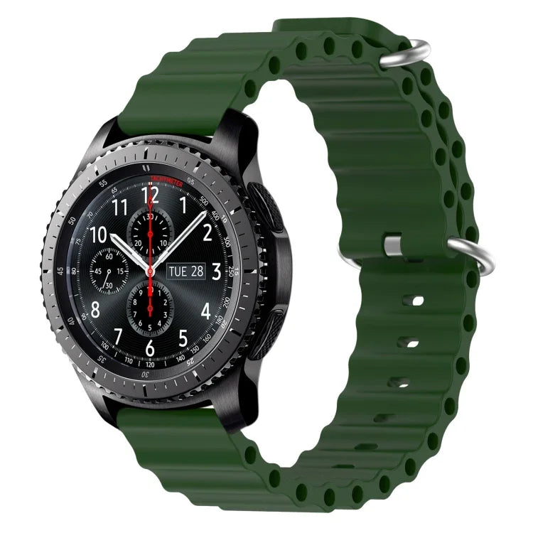 Correia de relógio em silicone de cor sólida estilo oceano 22mm, para Samsung Galaxy Watch3 45mm, para Samsung Galaxy Watch 46mm, para Samsung Gear S3 Classic, para Samsung Gear S3 Frontier