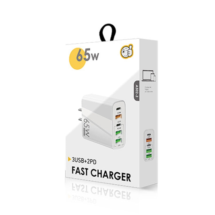 Carregador Multi Porta USB 65W Dual PD Type-C + 3 x USB para Telemóvel e Tablet, Ficha US, Ficha US