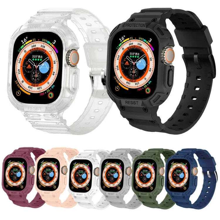 Para Apple Watch Ultra 3 / 2 / 1 49mm Capa Integrada JUNSUNMAY em TPU Correia Elástica Ajustável