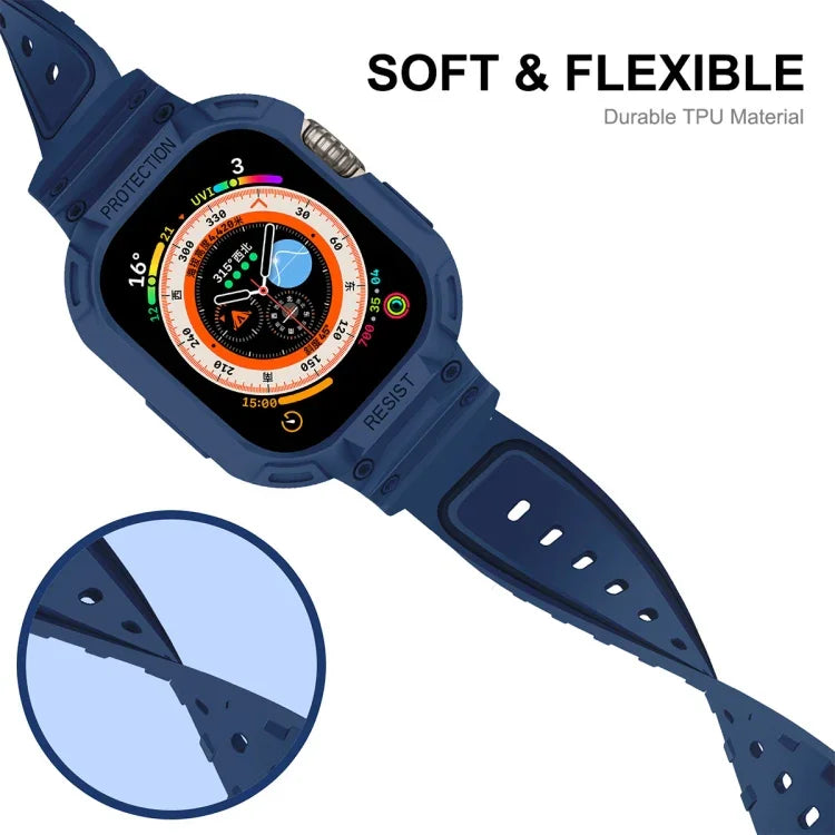 Para Apple Watch Ultra 3 / 2 / 1 49mm Capa Integrada JUNSUNMAY em TPU Correia Elástica Ajustável