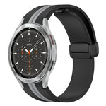 Folding Magnetic Clasp Silicone Watch Band, For Samsung Galaxy Watch 4 Classic 46mm, For Samsung Galaxy Watch 4 Classic 42mm