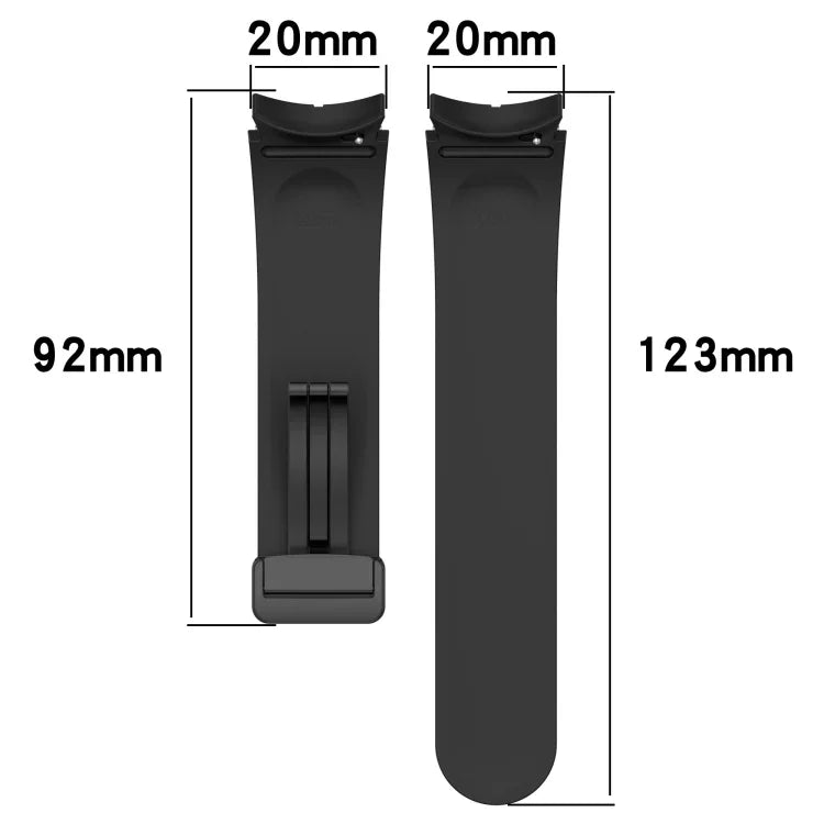 Folding Magnetic Clasp Silicone Watch Band, For Samsung Galaxy Watch 4 Classic 46mm, For Samsung Galaxy Watch 4 Classic 42mm