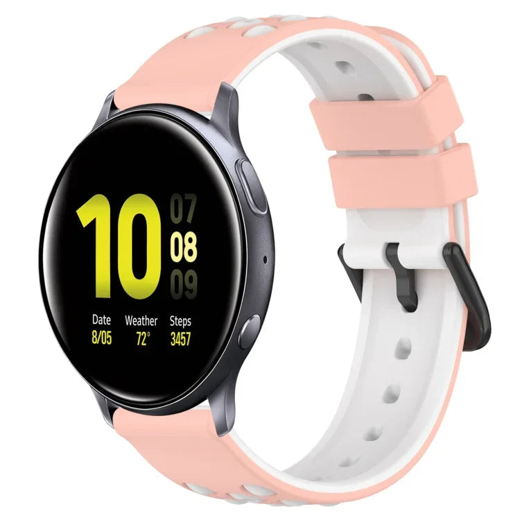 Correia de relógio em silicone poroso bicolor 20mm, para Samsung Galaxy Watch Active2 44mm, para Samsung Galaxy Watch 42mm