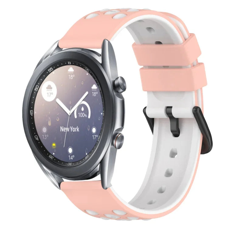 Correia de relógio em silicone poroso bicolor 22mm, Para Samsung Galaxy Watch3 45mm, Para Samsung Galaxy Watch 46mm, Para Samsung Gear S3 Classic, Para Samsung Gear S3 Frontier