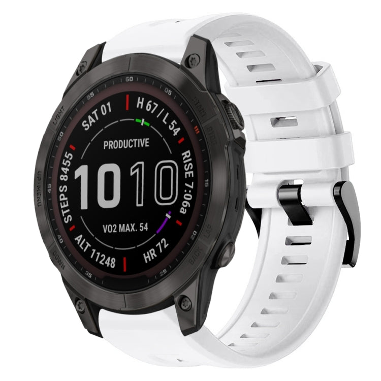 Metal Buckle Solid Color Silicone Watch Band, For Garmin Fenix 7, For Garmin Fenix 7 Solar, For Garmin Fenix 7 Sapphire Solar, For Garmin Descent G1, For Garmin EPIX Gen 2, For Garmin Instinct 2