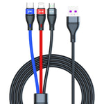 Cabo de Carregamento Rápido USB para Micro USB + USB-C / Tipo-C + 8 Pinos