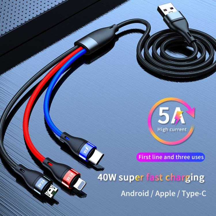 Cabo de Carregamento Rápido USB para Micro USB + USB-C / Tipo-C + 8 Pinos