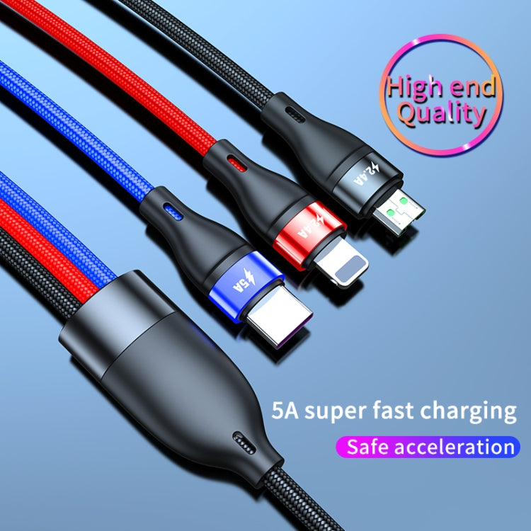 Cabo de Carregamento Rápido USB para Micro USB + USB-C / Tipo-C + 8 Pinos