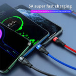 Cabo de Carregamento Rápido USB para Micro USB + USB-C / Tipo-C + 8 Pinos