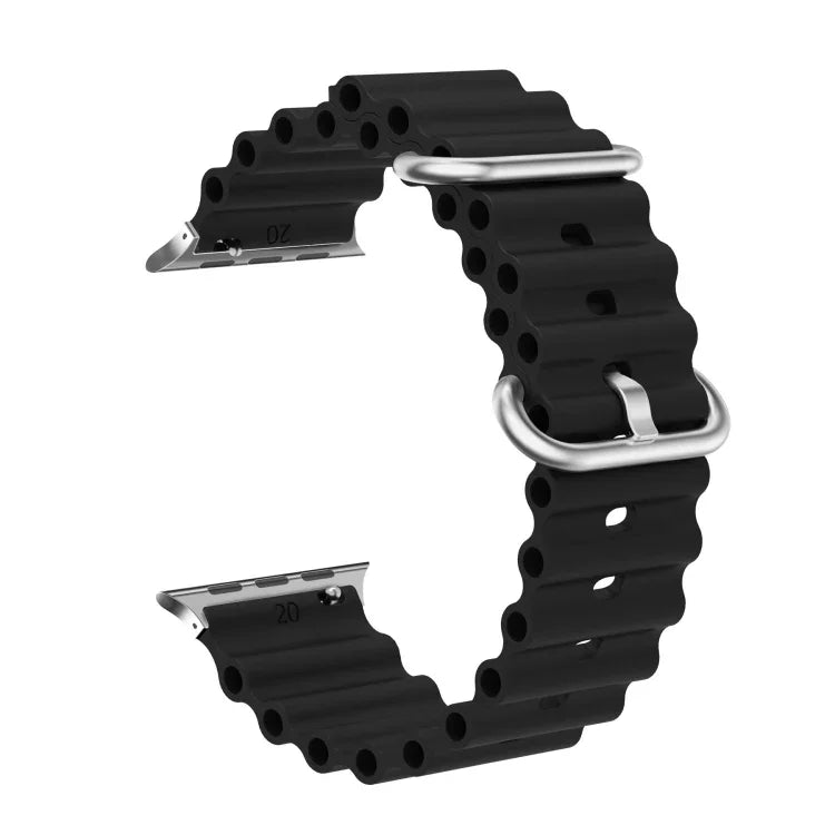 Correia de Relógio em Silicone com Cabeça Metálica Ocean, Para Apple Watch Ultra 49mm / Series 8&7 45mm, Para Apple Watch Series 8&7 41mm / SE 2&6&SE&5&4 40mm / 3&2&1 38mm