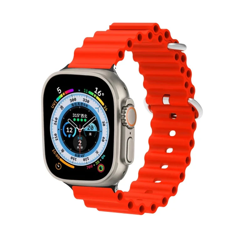 Correia de Relógio em Silicone com Cabeça Metálica Ocean, Para Apple Watch Ultra 49mm / Series 8&7 45mm, Para Apple Watch Series 8&7 41mm / SE 2&6&SE&5&4 40mm / 3&2&1 38mm