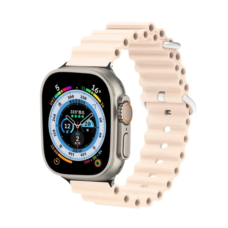 Correia de Relógio em Silicone com Cabeça Metálica Ocean, Para Apple Watch Ultra 49mm / Series 8&7 45mm, Para Apple Watch Series 8&7 41mm / SE 2&6&SE&5&4 40mm / 3&2&1 38mm