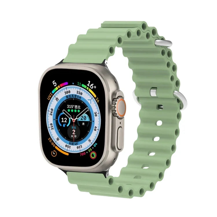 Correia de Relógio em Silicone com Cabeça Metálica Ocean, Para Apple Watch Ultra 49mm / Series 8&7 45mm, Para Apple Watch Series 8&7 41mm / SE 2&6&SE&5&4 40mm / 3&2&1 38mm