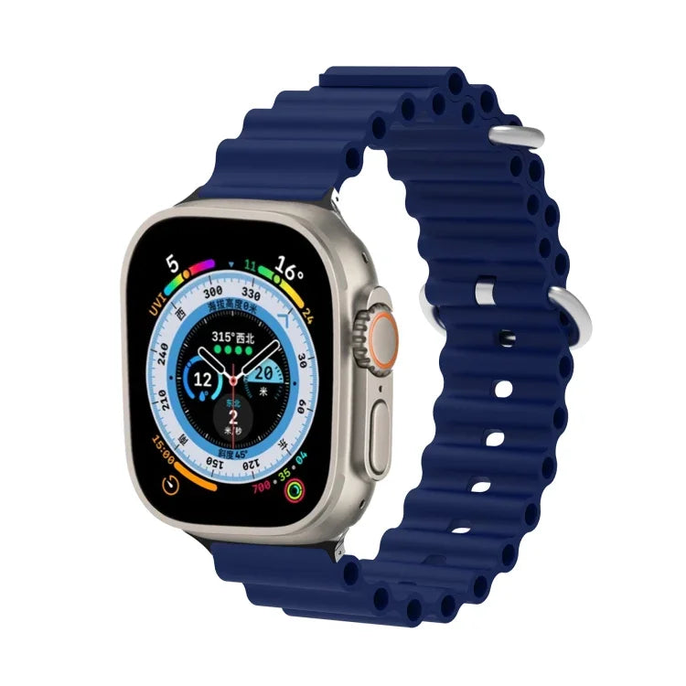 Correia de Relógio em Silicone com Cabeça Metálica Ocean, Para Apple Watch Ultra 49mm / Series 8&7 45mm, Para Apple Watch Series 8&7 41mm / SE 2&6&SE&5&4 40mm / 3&2&1 38mm