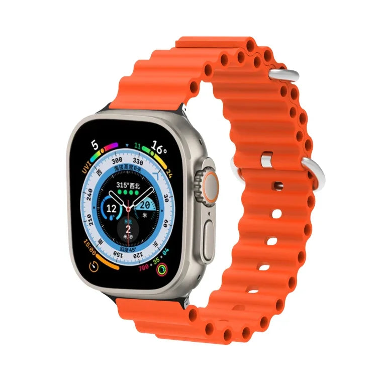 Correia de Relógio em Silicone com Cabeça Metálica Ocean, Para Apple Watch Ultra 49mm / Series 8&7 45mm, Para Apple Watch Series 8&7 41mm / SE 2&6&SE&5&4 40mm / 3&2&1 38mm