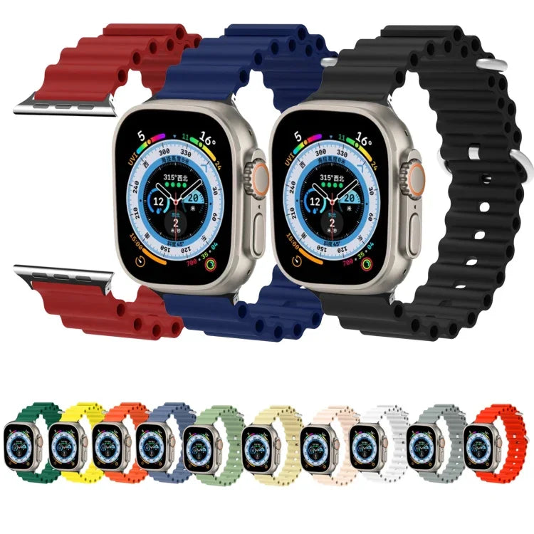 Correia de Relógio em Silicone com Cabeça Metálica Ocean, Para Apple Watch Ultra 49mm / Series 8&7 45mm, Para Apple Watch Series 8&7 41mm / SE 2&6&SE&5&4 40mm / 3&2&1 38mm