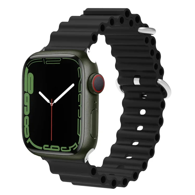 Correia de Relógio em Silicone com Cabeça Metálica Ocean, Para Apple Watch Ultra 49mm / Series 8&7 45mm, Para Apple Watch Series 8&7 41mm / SE 2&6&SE&5&4 40mm / 3&2&1 38mm
