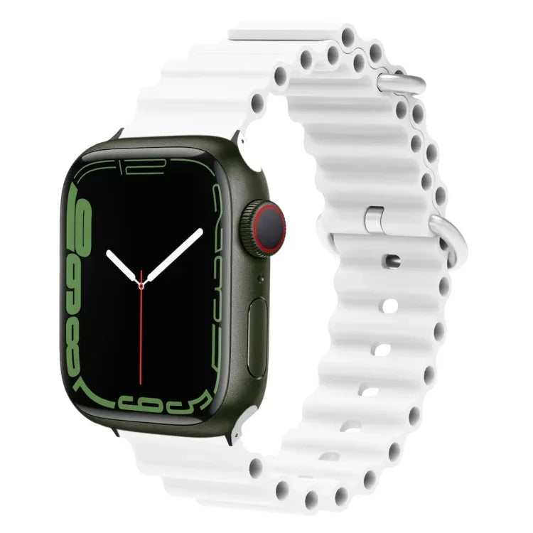 Correia de Relógio em Silicone com Cabeça Metálica Ocean, Para Apple Watch Ultra 49mm / Series 8&7 45mm, Para Apple Watch Series 8&7 41mm / SE 2&6&SE&5&4 40mm / 3&2&1 38mm